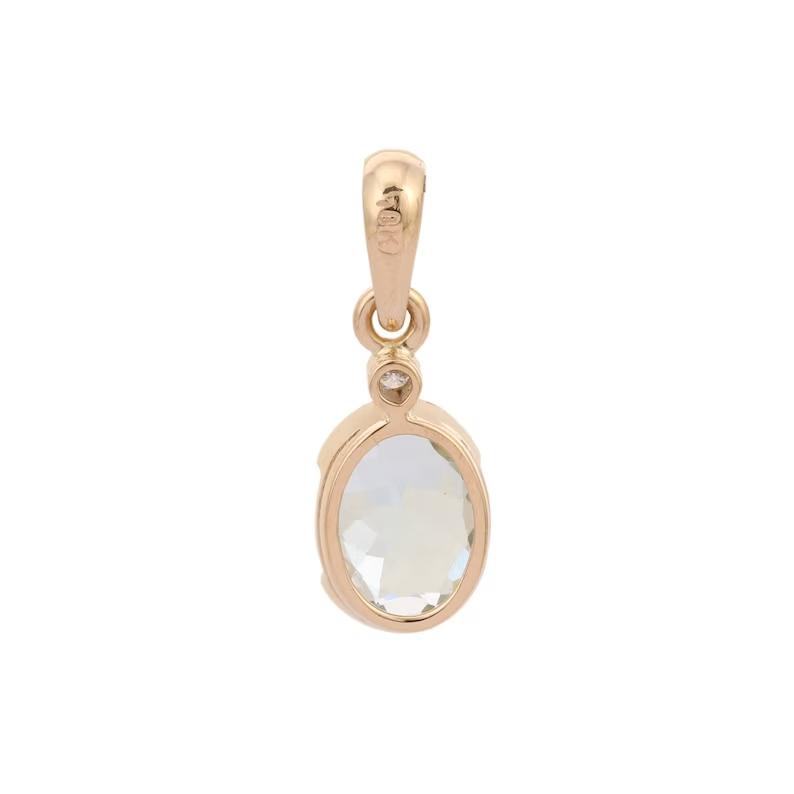 14K Solid Yellow Gold Aquamarine Gemstone Pendant - Aquamarine Dainty Pendant