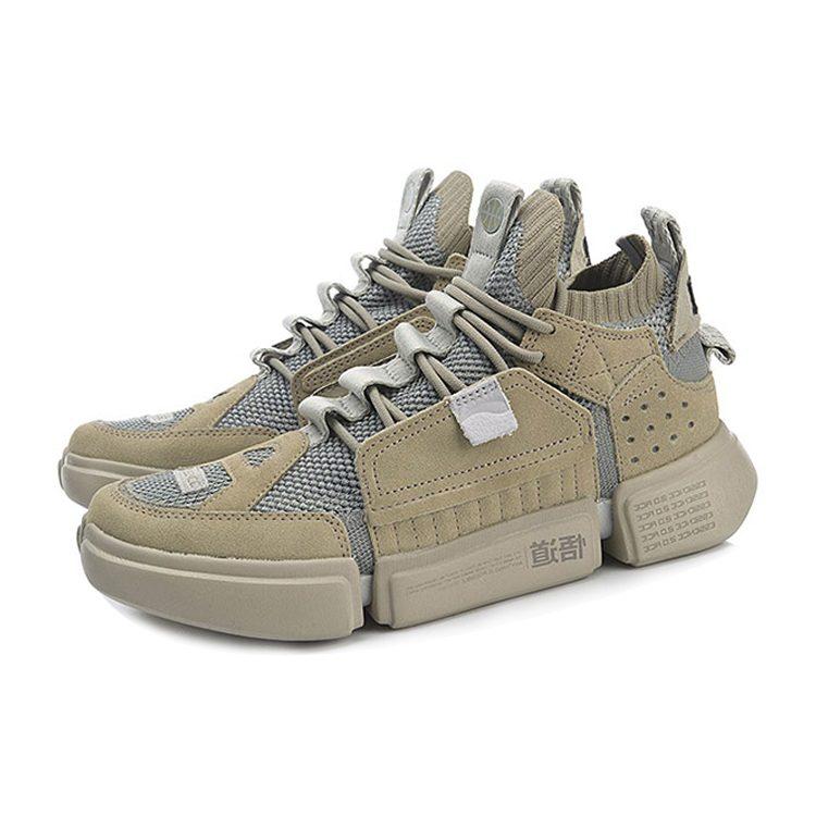 Li Ning Enlightenment ACE Paris Fashion Apparel Week Mid top Sports Casual Shoes Men's Khaki Gray AGBN069-7