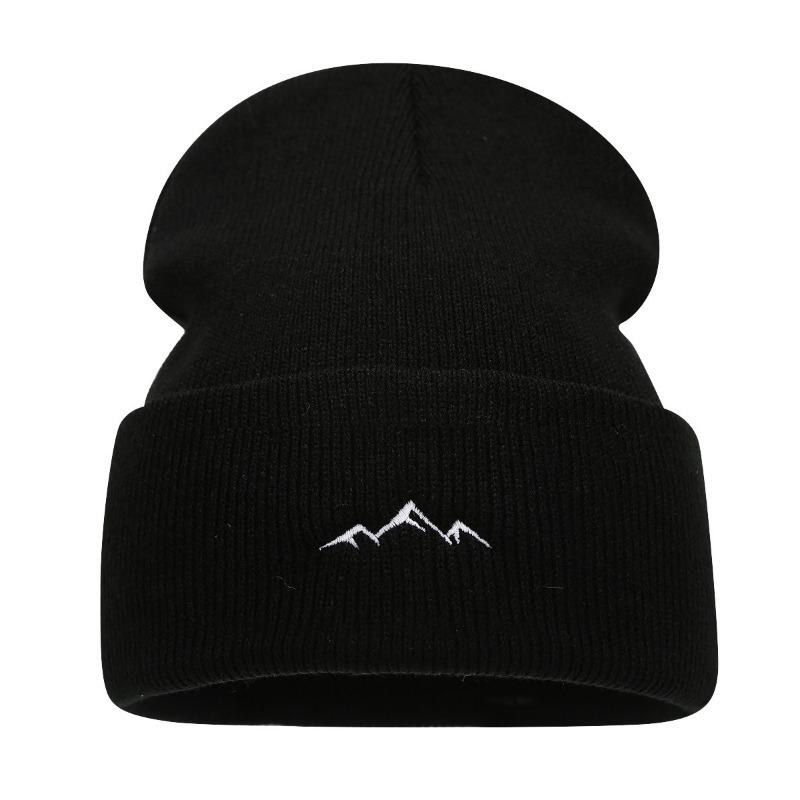 New Mountain Peak Embroidered Wool Hat Men's Retro Hip Hop Hip Hop Knitted Hat Women's Street Fashion Stacking Hat