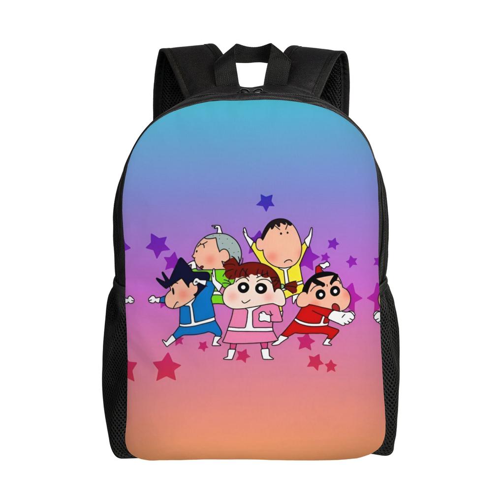3D Print Crayons Shins Chans Backpacks for Girls Boys Cartoon College School Travel Bags Women Men Bookbag Fits 15 Inch Laptop