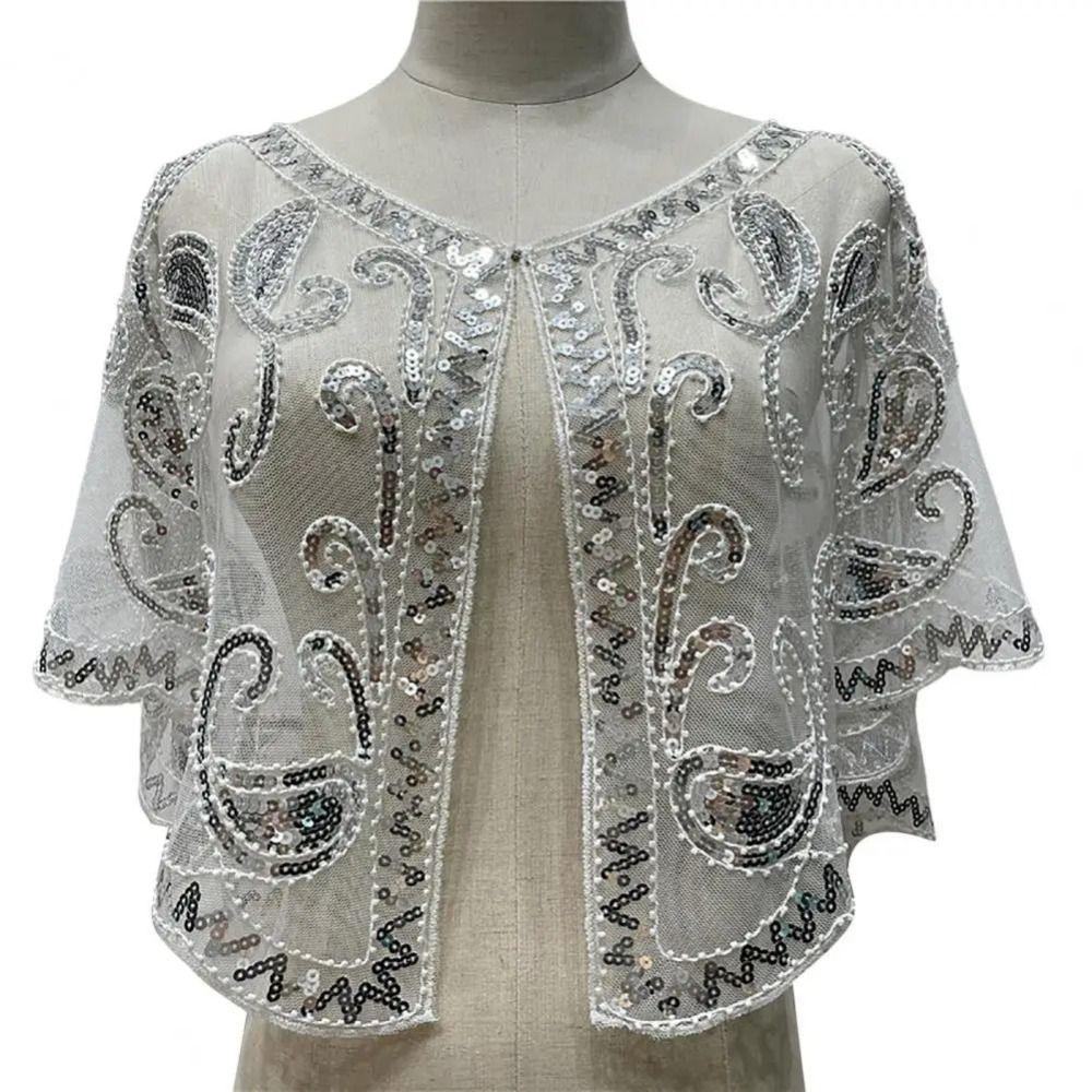 Vintage Style Sequins Tassel Shawls Embroidery Flapper Shawl  Garment Accessories