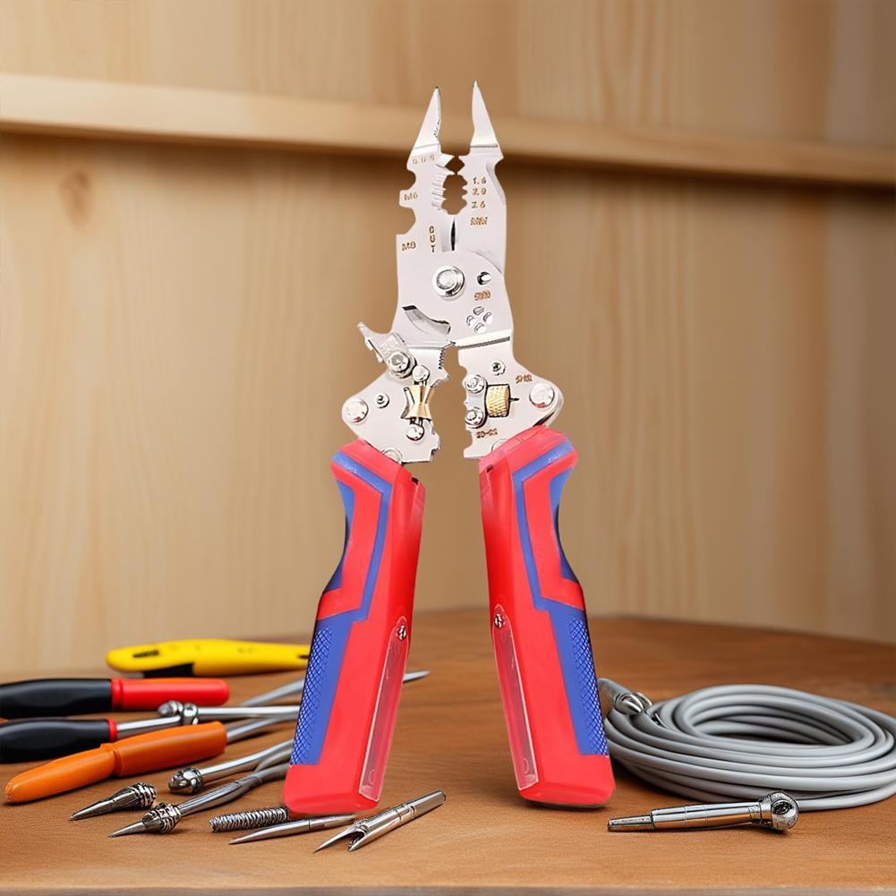 13-in-1 Foldable Wire Stripping Tool with Voltage Tester Wire Repair Tool Pliers Cable Scissors for Cutting and Pulling Wires