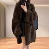 Korean Style Lazy Knit Sweater Cardigan Women's Outerwear Long Sleeve Thick Fall Winter Coat