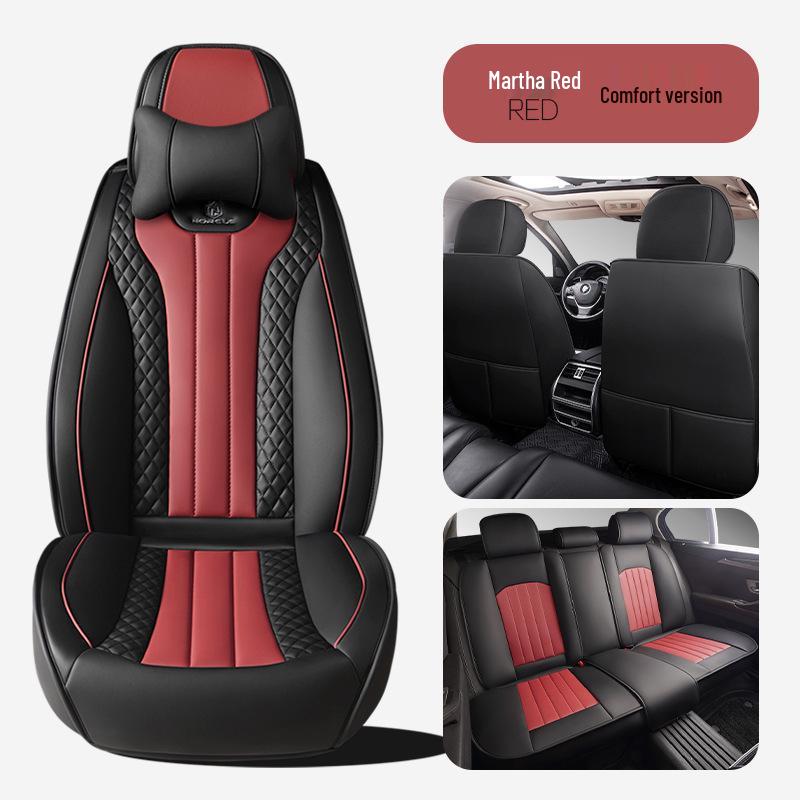 2024 Universal Full Surround Leather Car Seat Cushion Mat - All-Season Fit for Small Cars