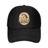 Rustic Wild Horse Head Emblem Mesh Baseball Cap Polyester Forward Observations Hat Adjustable Golf Hat Summer
