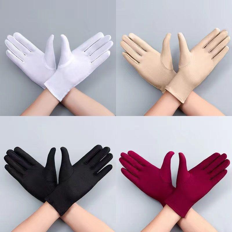 

Gloves Summer Ice Silk Thin Spring & Fall Days Driving Etiquette Black and White Protective Elastic Breathable Work Men s and Women s Gloves Full finger [random color] 1 pair All yards