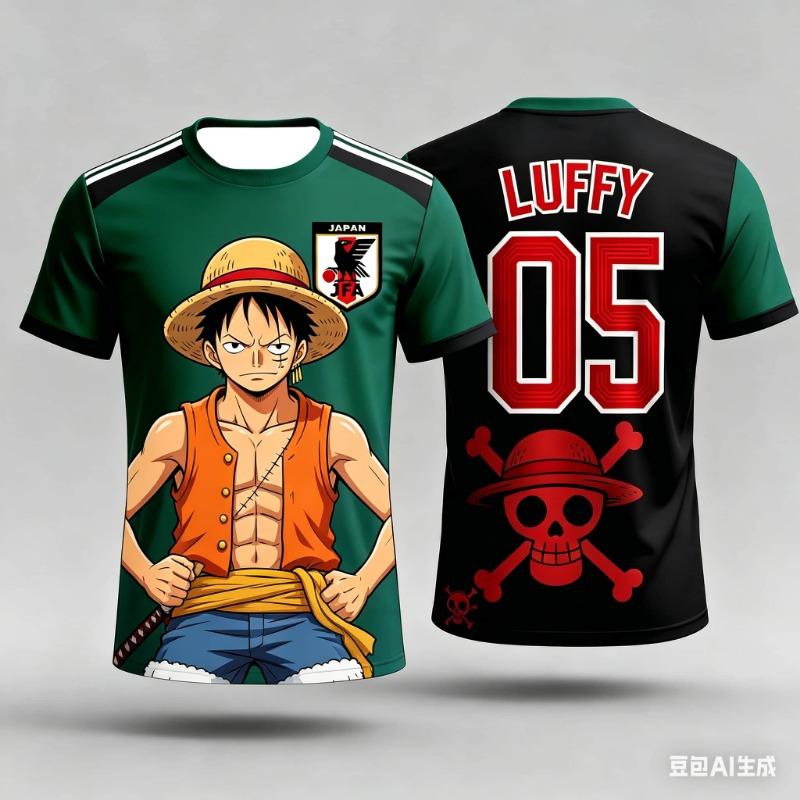 2026 Summer Japan One Piece Luffy Football Jersey Men T-shirt Football Special Jersey Adult Family Matching Quick-Drying T-shirt