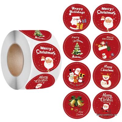 Festive Merry Christmas Sticker Roll - Gift Wrapping & Sealing Self-Adhesive Labels