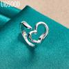 925 Sterling Silver Adjustable Heart Ring Romantic Gift Fashion Jewelry