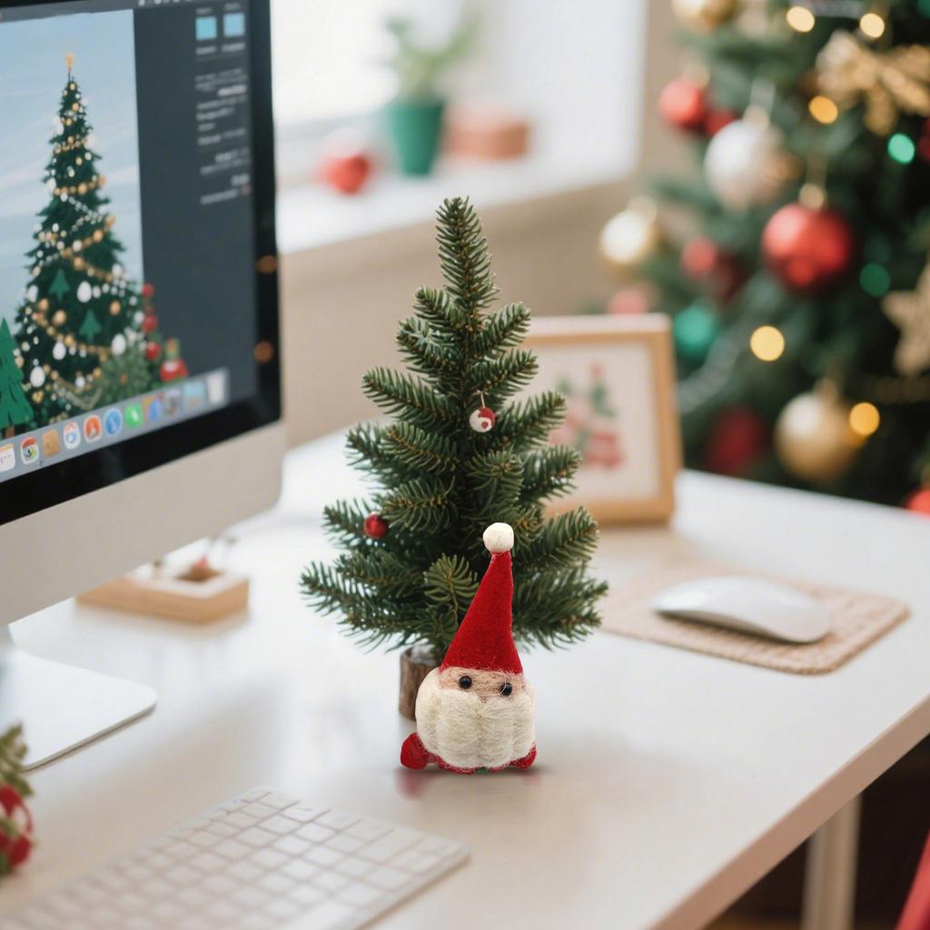 Christmas Ornaments, 8cm Tall Handmade Wool Santa Figures, Cute Xmas Decorations For Home, Tree, Party, Holiday Gifts