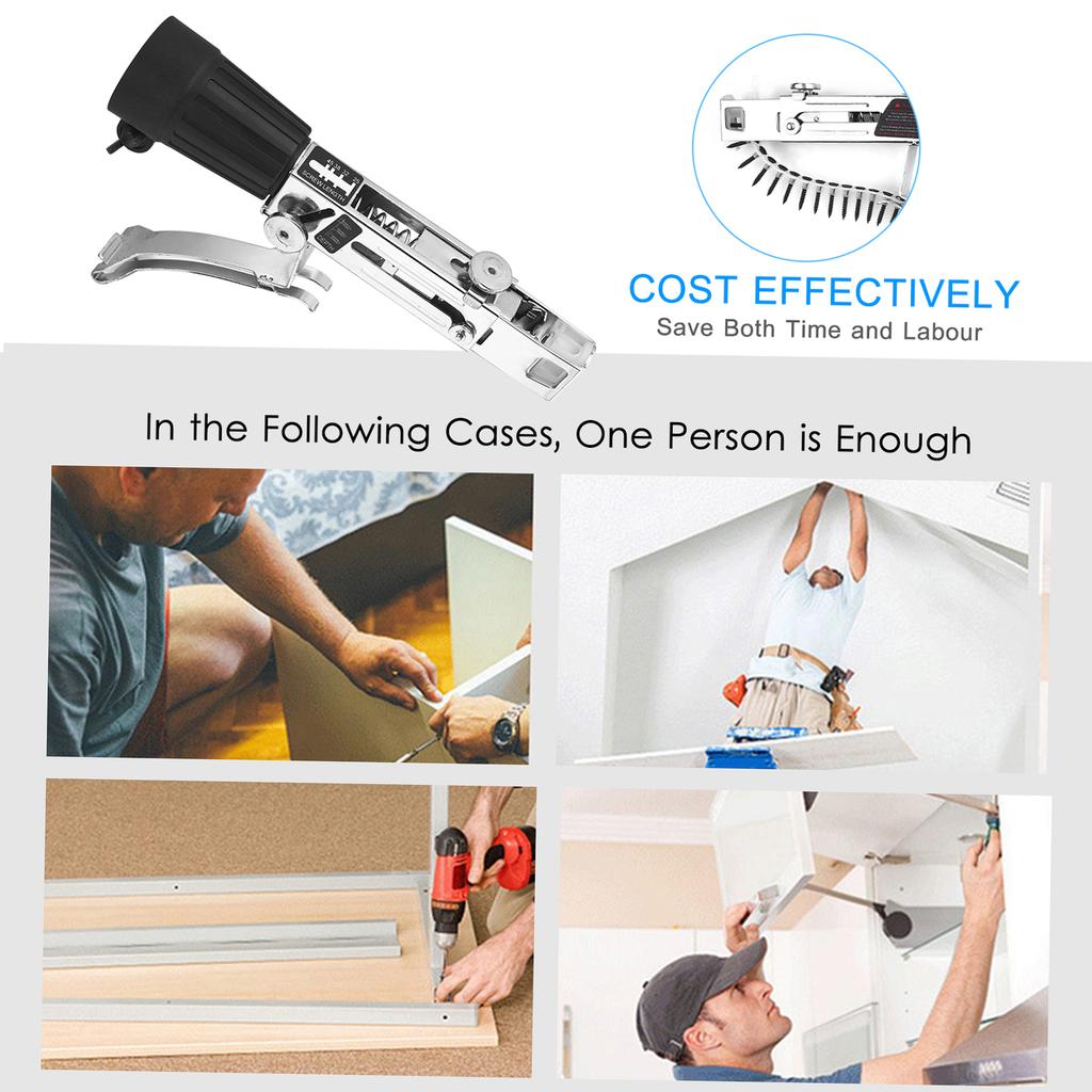 Automatic Chain Nail Gun Adapter Power Drill Attachment With Screws Woodworking Tool Auto Feed Screwdriver Tape Chain