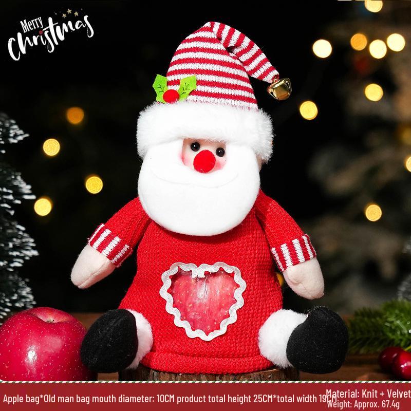Three-Dimensional Santa Claus Burlap Backpack Candy Bag - Large Christmas Gift Decoration