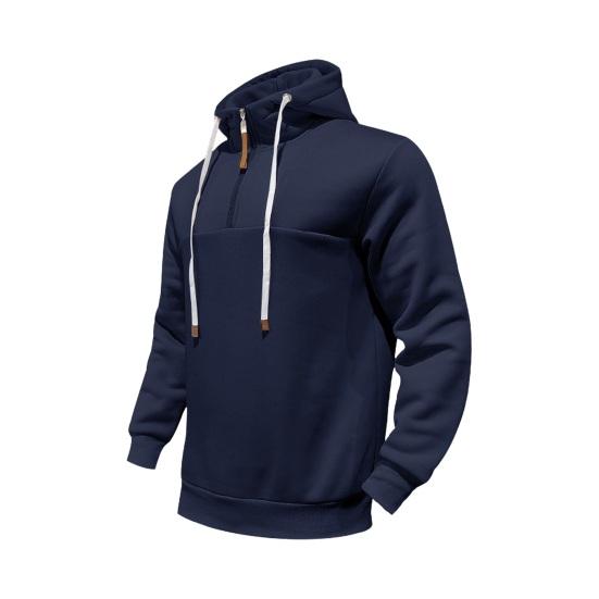 Herren Winter Hoodie Reißverschluss Halboffen Stehkragen Einfarbig Locker Pullover Sport Top Elastische Bündchen Halten Warm Alltagskleidung