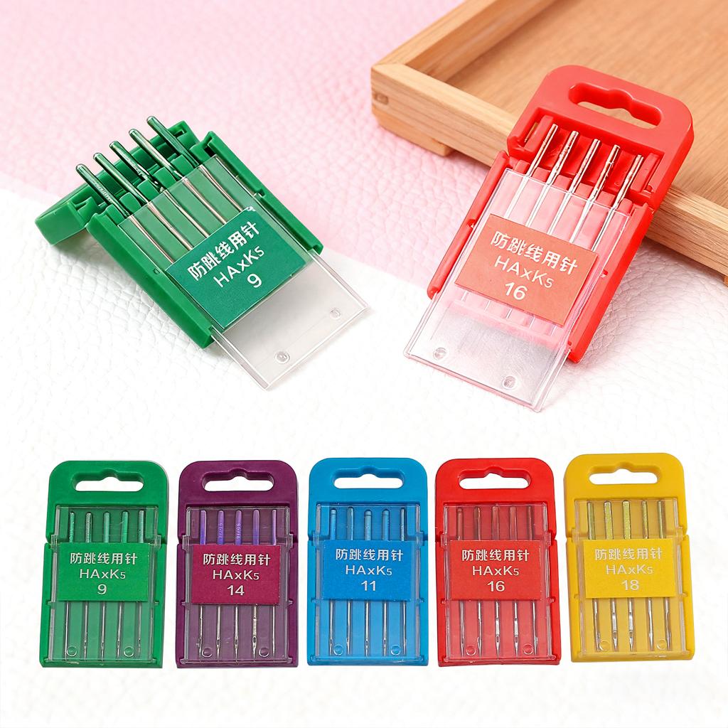 Anti-Skip Universal Sewing Machine Needles, 5 Sizes 9/11/14/16/18, One Pack for Singer Brother Janome Pfaff Home Sewing Machines