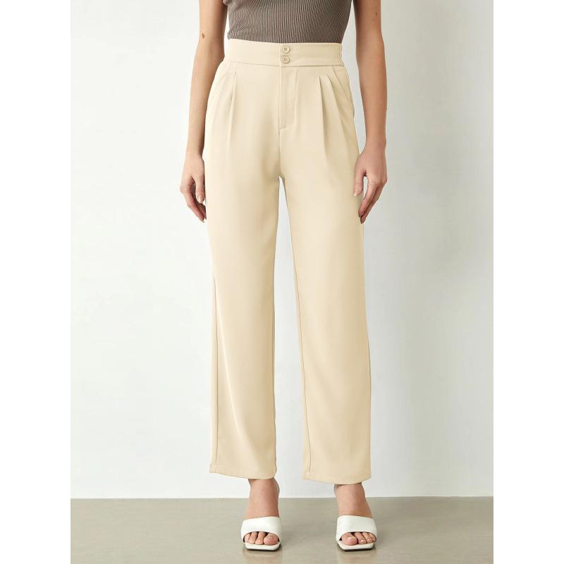 Women s Solid Color High Waisted Elegant Casual Formal Straight Pants Clothes Sale S