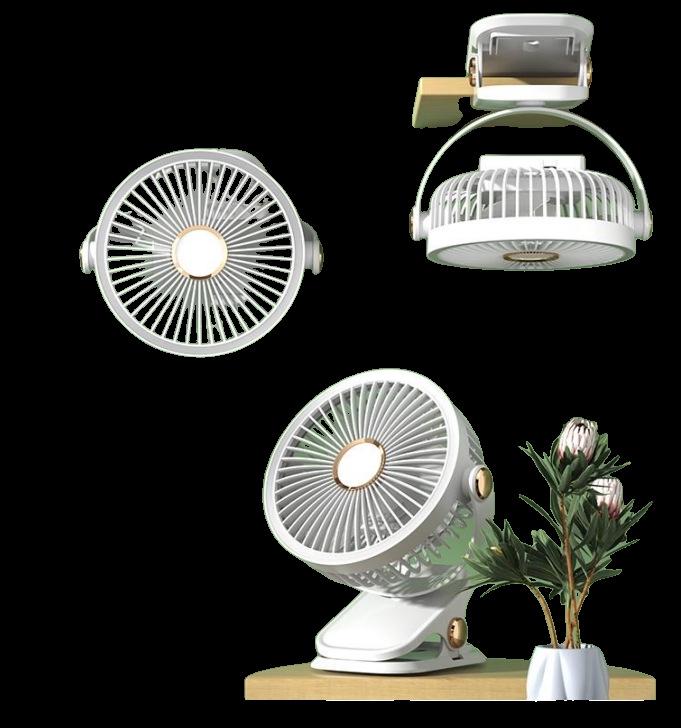 Five-Hole Mini Spray Fan: Portable, Folding, Clip-On, USB Chargeable Air Circulator with Light