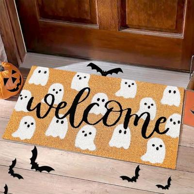 Halloween Fußmatte Niedlicher Geist Willkommen Fußmatte Rutschfeste Eingangsfußmatten für Innen Außen Badezimmer Veranda Heimdekoration