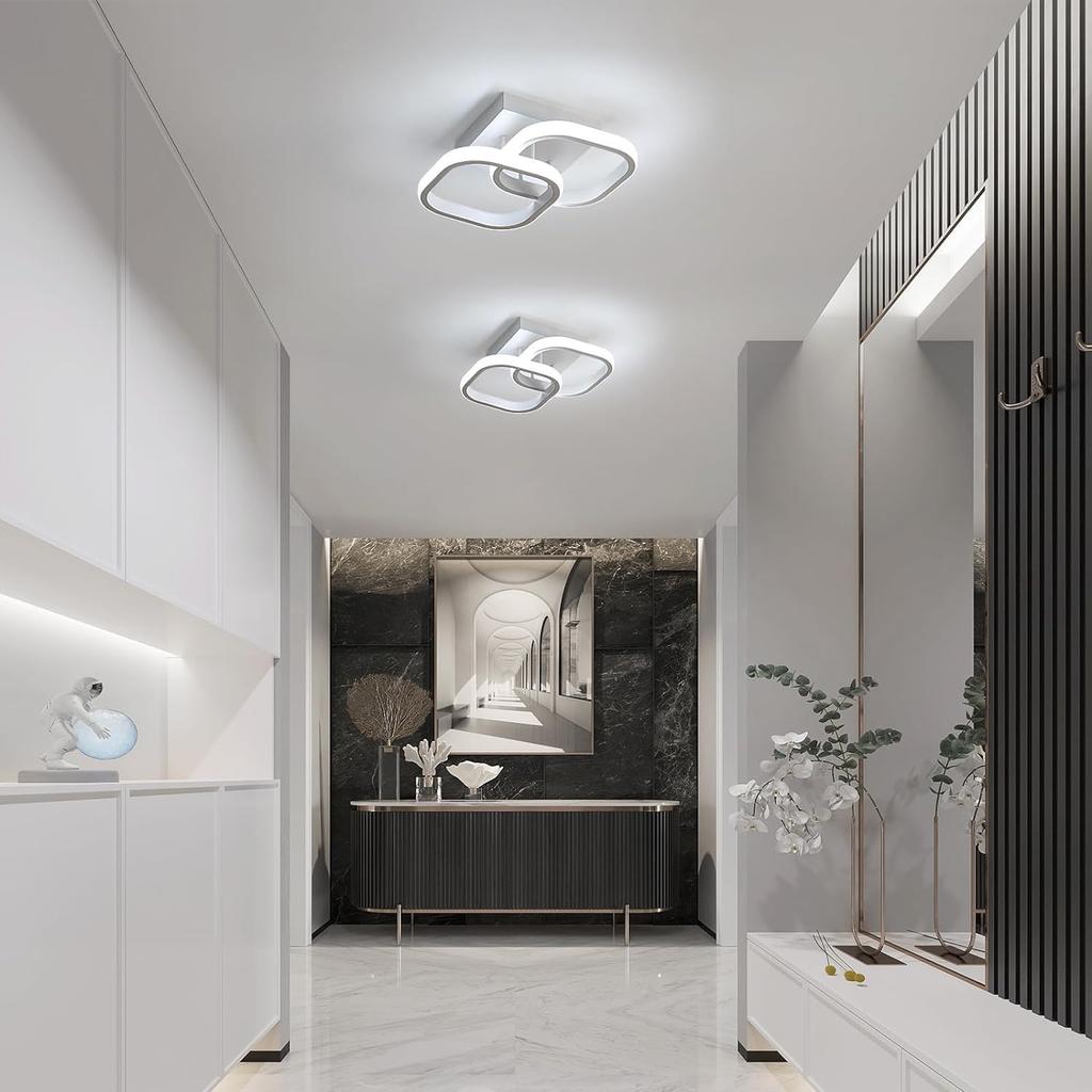 DELIPOP Small Ceiling Light, Square Modern LED Ceiling Light Fixture, 6500K Cool White Light Acrylic Hallway Light Fixture Ceiling Lamp for Hallway