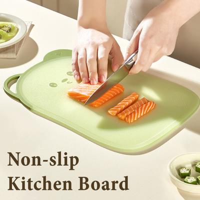 Double-Sided Cutting Board with Non-Slip Edges Food-Grade Plastic Fruits Chopping Board with Hanging Hole Anti-Microbial Space-Saving Cutting Mat for