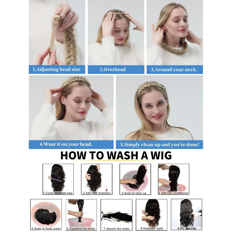 1 Pcs Synthetic Premium Adjustable Handmade Wig Braided Elastic Band Hair  Braiding Hair Headband Headwear For Women