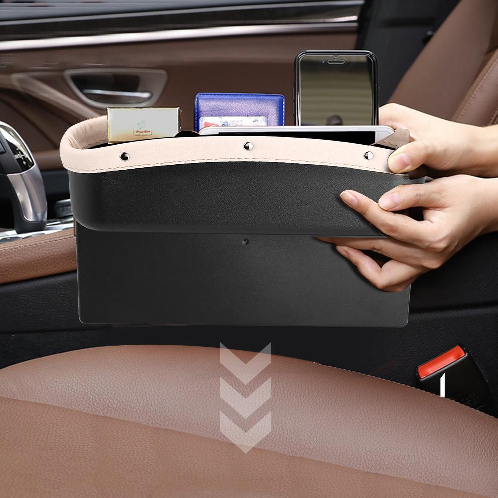 Auto Aufbewahrungsbox Auto Sitz Konsole Spalt Füllung Organizer Handy Karten Schlüsselhalter Box(beige)