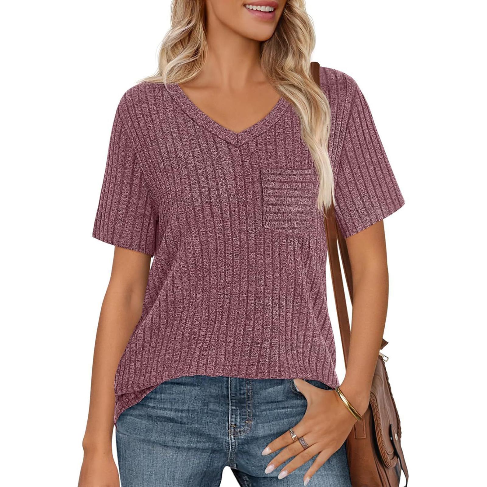 

Women s Casual Fashion Comfortable V-Neck Loose-Fit Top L