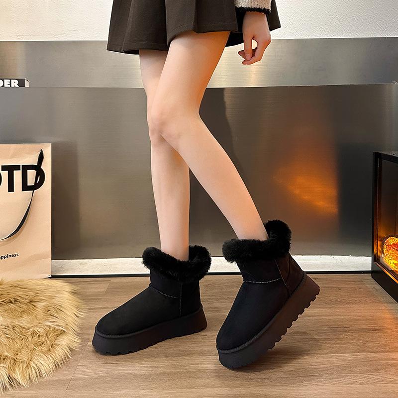 

Thick-soled snow boots for women s 2025 autumn and winter new versatile casual velvet thickened medium tube outer wear Northeast large size cotton sho 41 чёрный