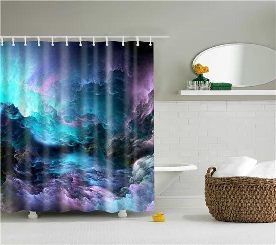 Beautiful Cosmic Starry Sky Scenic Astronomical Shower Curtains Frabic Waterproof Polyester Bathroom Curtains With Hooks 180X180