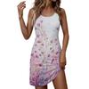 Ärmelloses Blumenkleid Damen Lässig Sommer Rundhalsausschnitt Leicht Bodycon Midi-Kleid mit Seitenschlitz für den Alltag
