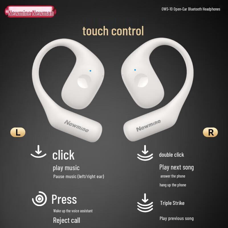 Newmine OWS-10 Bone Conduction Open-Ear Sports Bluetooth Headphones