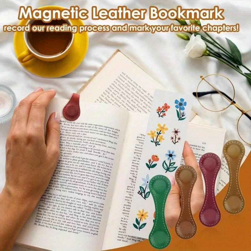 Magnetic Leather Bookmark, 1 Pc Colorful Leather Magnet Book Marks Page Markers Retro Magnet Bookmark Clips Reading Supplies Gift for Reading