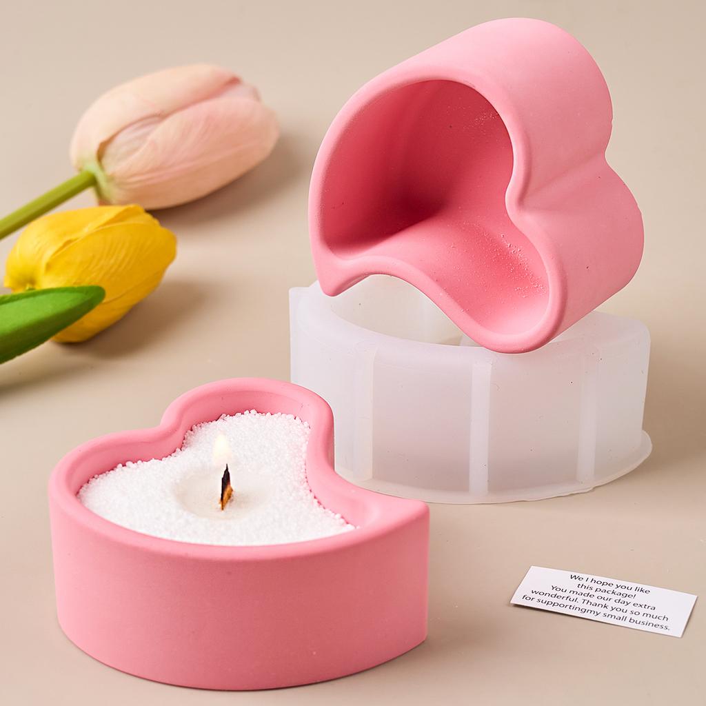 3D Herz Kerzenglas Silikonform DIY Liebe Sukkulenten Pflanzenübertopf Gussformen Gips Harz Schmuck Aufbewahrungsbox Basteln