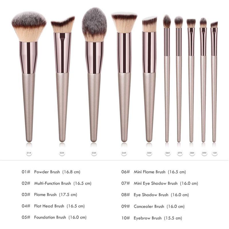 Holz Champagne Make-up Pinsel Set für Foundation Puder Rouge Lidschatten Concealer Lippen Augen Make-up Pinsel Luxus Kosmetikwerkzeug