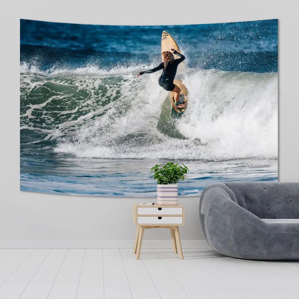 Sunset Wave Surfer Hanging Cloth Bedroom Living Room Tapestry Home Wall Decoration Tapestry
