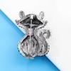 Lovely Design Cat Brooches Rhinestone Vintage Pin Feminine Style Animal Brooch  Party Accessories