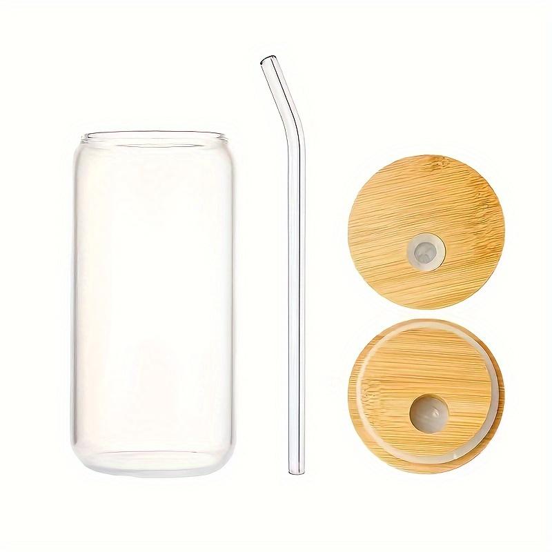 Cute Butterfly Knot Glass Cup with Bamboo Lid and Straw, Birthday Gift, Cold Drink Pattern, Holiday Gift, 500ML/16.9oz