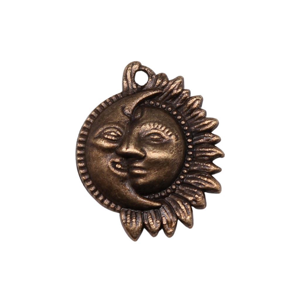 Sun And Moon Face Charms Multi Color Alloy Pendants For Celestial Themed Jewelry