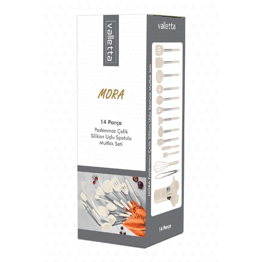 Mora 14 Piece Stainless Steel Silicone Tip Spatula Kitchen Set Black