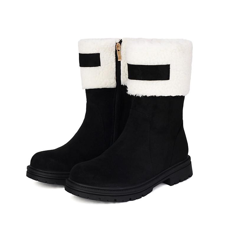 Women's Snow Boots, Comfortable and Warm In Autumn and Winter, Thick Heel Low Heel Large Size Plush Short Boots