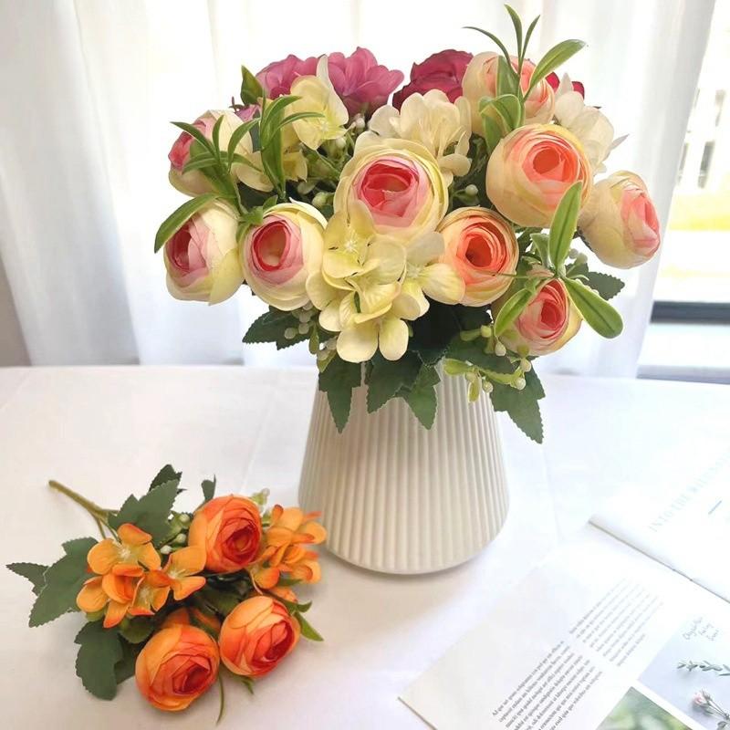 Nordic Rose Spring  Tea Bud Embroidered Ball Small Handle Flower Simulated Flower Silk Flower Wedding Photography Home Decoration Hand-held Flower