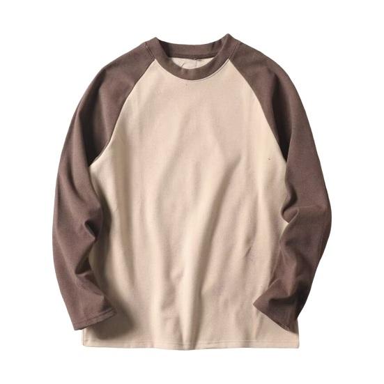 Fall Winter Men Top Color Block O Neck Long Sleeves Pullover Plus Size Thick Warm Sport Fitness Sweatshirt Daily Wear Business Clothes