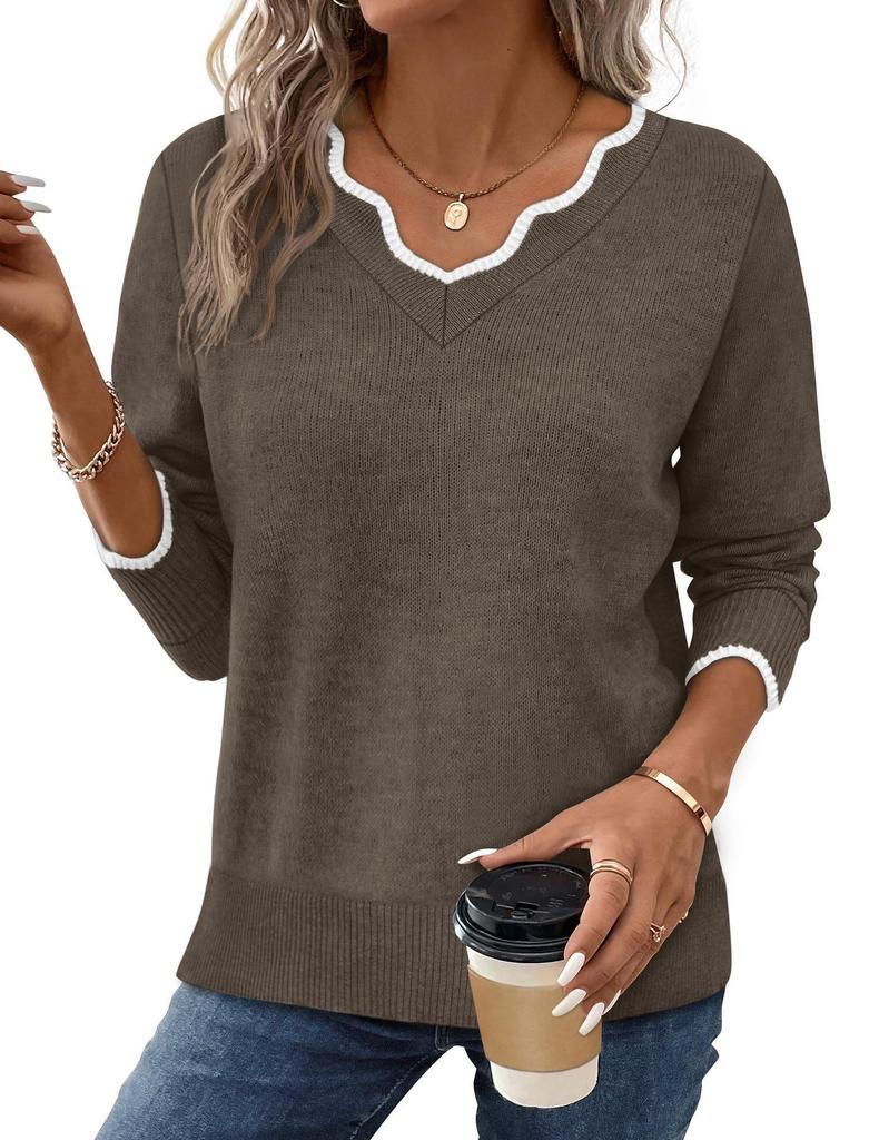 Women's Casual Solid Color Knitted Pullover Sweater - Autumn/Winter Collection