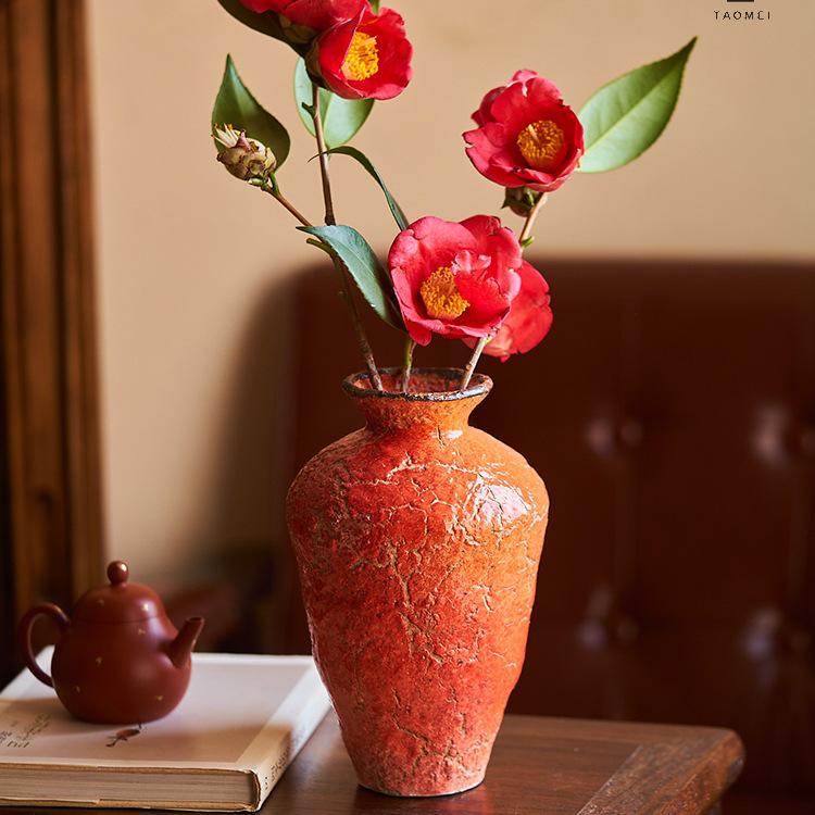Tao Mei Ji Handmade Wabi-Sabi Style Ceramic Vase for Zen Flower Arrangements
