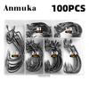100Pcs Fishing Hooks Set Barbed FishHooks Crank Hooks High Carbon Steel Fish Hooks Fishing Accessories