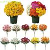 Artificial Sunset Mums Flowers Realistic Outdoor/Indoor Floral Arrangements Waterproof Windproof Fake Flowers Home Party Decor