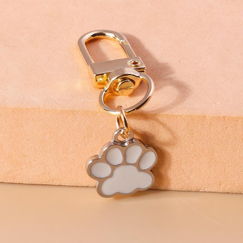 Cute Enamel Puppy Dog Cat Paw Keychain Footprint Keyring Pendants for Car Key Holder Handbag Decor DIY Pet Jewelry Gifts