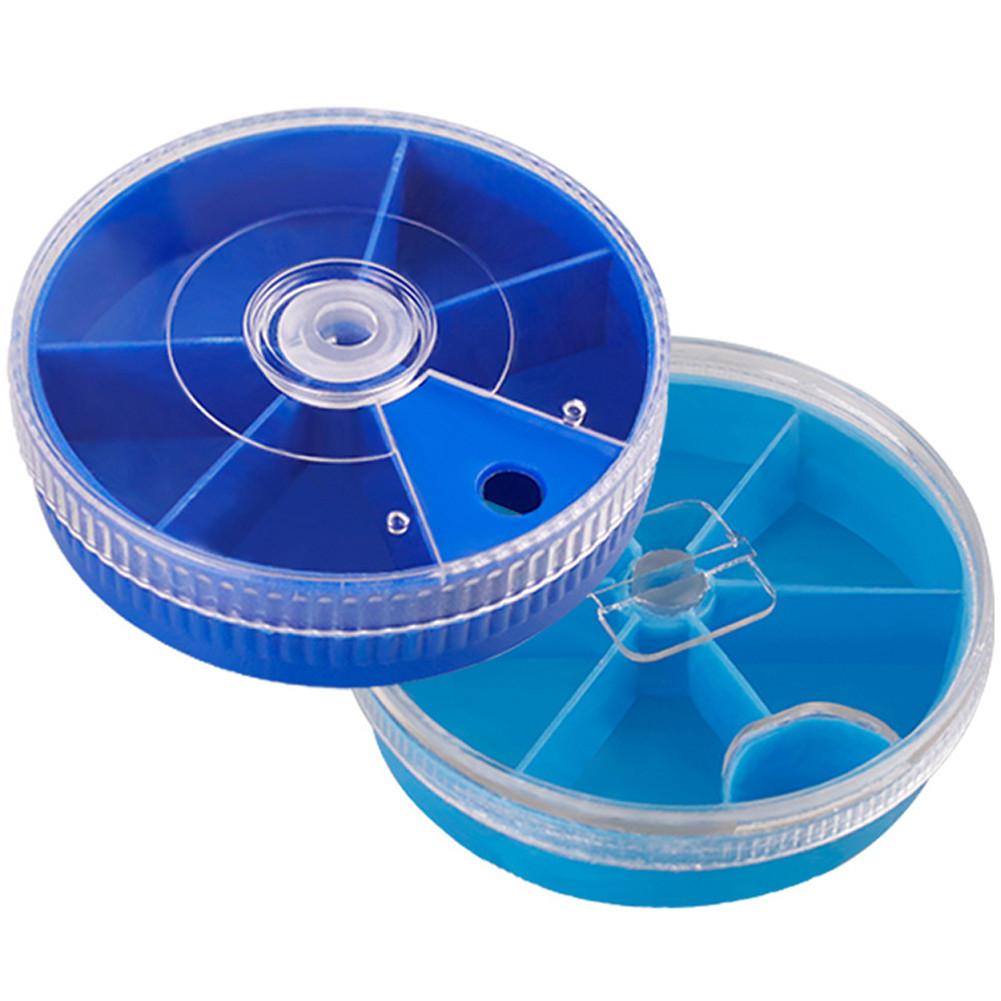 5/ 6 Grids Storage Box Transparent Rotating Mini Round Fishing Accessories Storage Box Dark blue 5 grid box#1