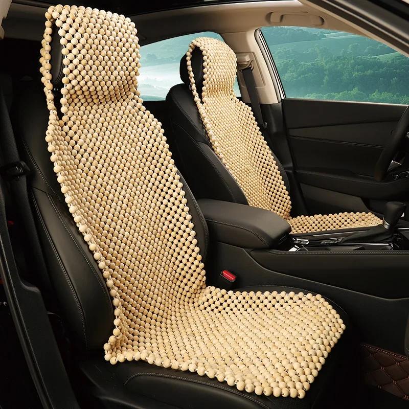 1 Adet Doğal Ahşap Boncuklu Araç Koltuk Örtüsü – El Yapımı, Nefes Alabilir ve Masajlı – Ofis, Ev ve Araç İçin – Uzun Süreli Konfor