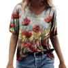 Summer Flower T-Shirts Floral 3D Print Women V-Neck Short Sleeve T Shirt Streetwear