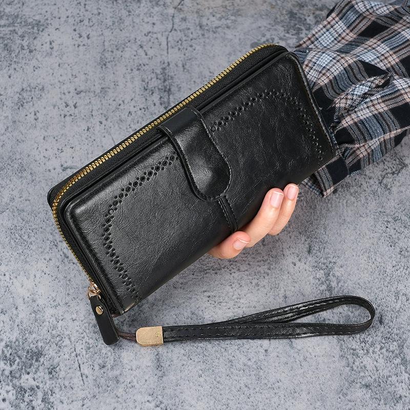 Women Wallets Large Hollow Out Long Wallet Retro Top Quality PU Leather Card Holder Wallet For Women
